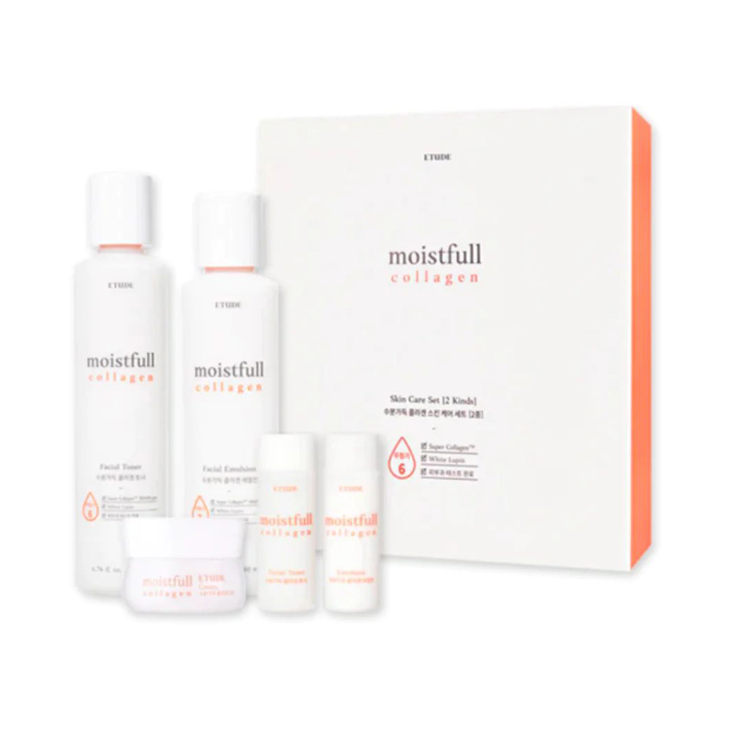 Набір для обличчя Etude House Moistfull Collagen (тонер, 200 мл + емульсія, 180 мл + тонер, 25 мл + емульсія, 25 мл + крем, 10 мл)
